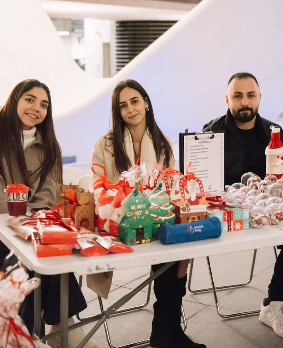 Christmas village of social character in the square